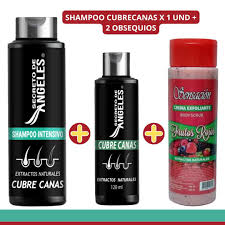 Shampoo Cubre Canas + Obsequio Exfoliante y Shampoo extractos Naturales.
